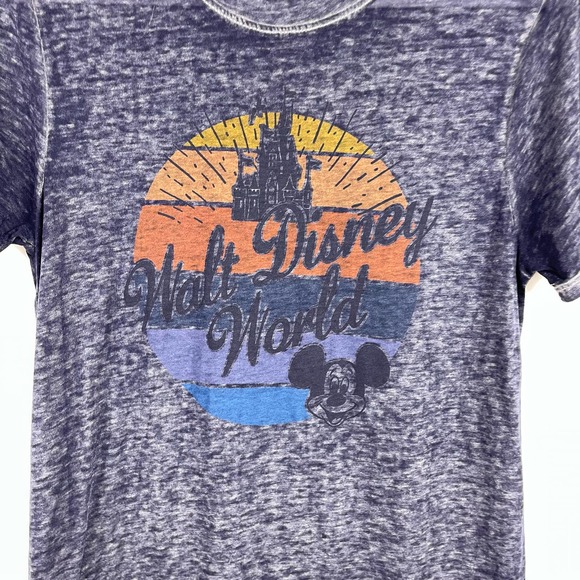 Disney Parks Walt Disney World Castle Mickey Navy Blue Burnout Tee T-Shirt Small - Picture 4 of 5